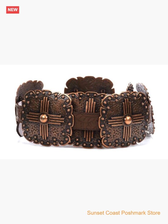 Women\'s Floral Embossed Leather Belt with Removable Buckle